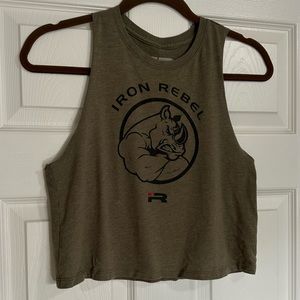 Olive green, cut-off workout tank